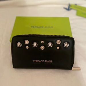 Versace Jeans Black Leather Wallet w/ Tags & Box